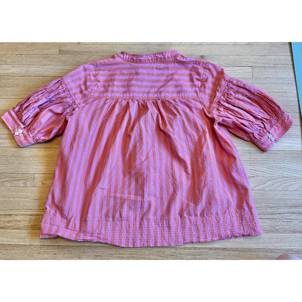 Anthropologie Darcey Striped Popover Swing Top Pink and Orange Cotton Women's S - Picture 11 of 14